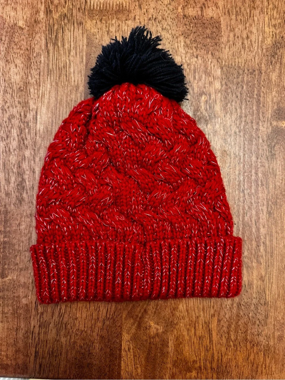 STL Cardinal’s cuffed knit hat w/ Pom Pom- red & black